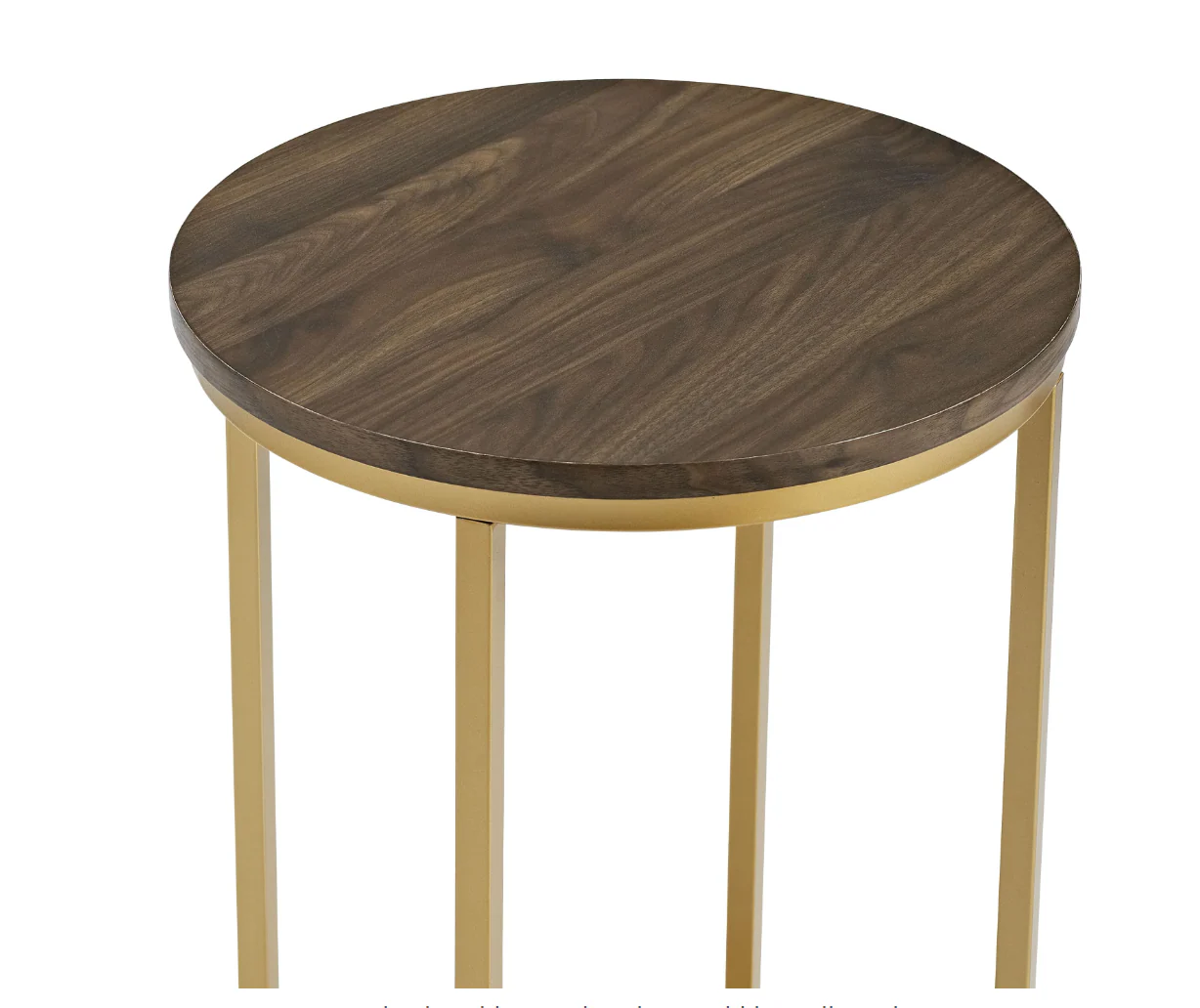 Round Side Table Dark Walnut/Gold Elegant Living Room Furniture - Image 3