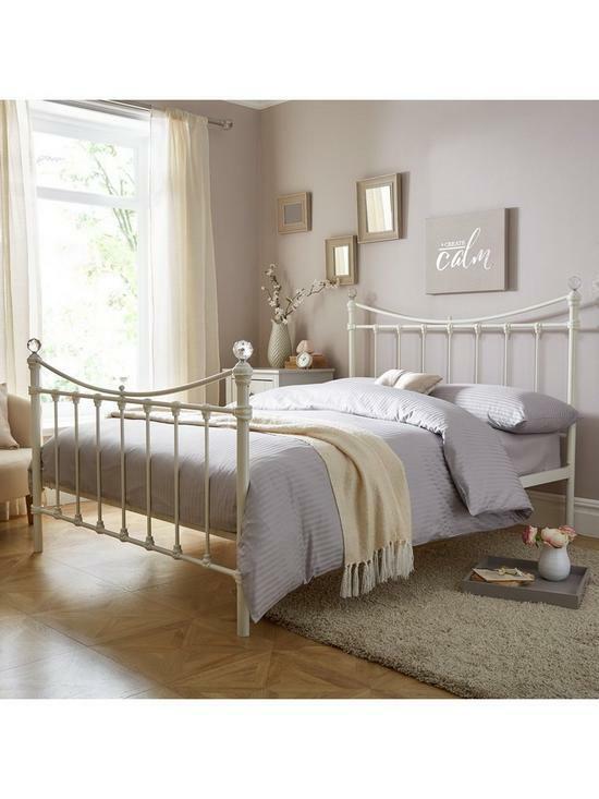 RUBY Metal Bed Single Cream Sturdy and Elegant Bed Frame for Any Bedroom - Image 2