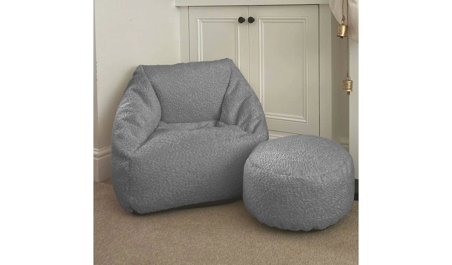 Rucomfy Kids Snuggle Bean Bag Chair And Footstool Grey Indoor Seating - Image 2