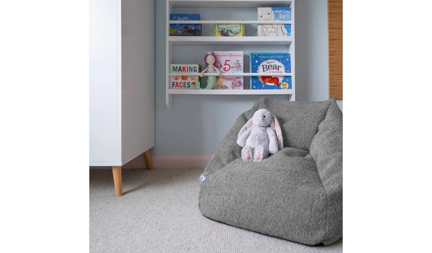 Rucomfy Kids Snuggle Bean Bag Chair And Footstool Grey Indoor Seating - Image 3