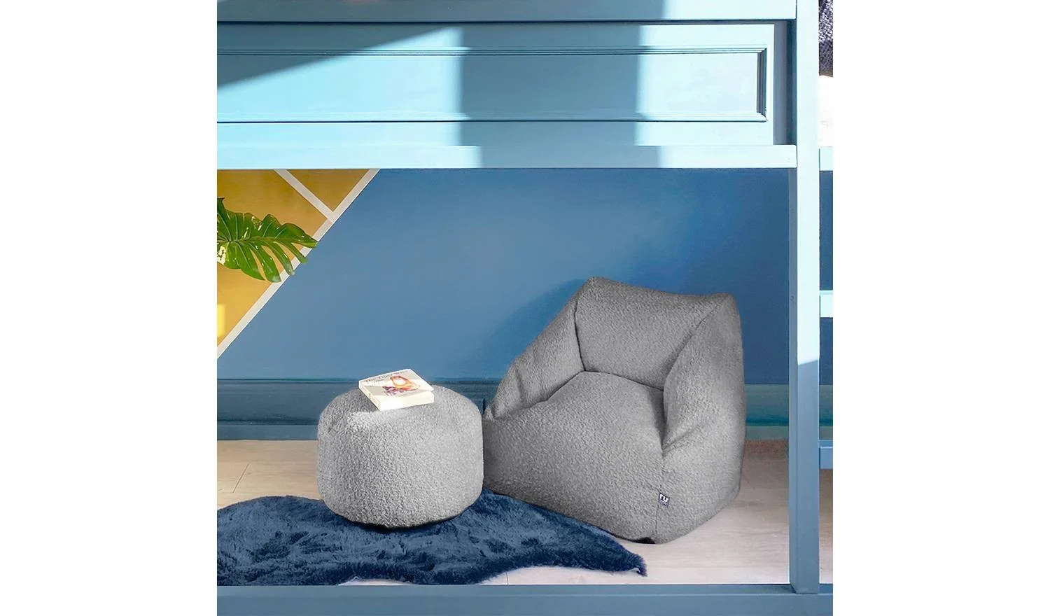 Rucomfy Kids Snuggle Bean Bag Chair And Footstool Grey Indoor Seating - Image 4