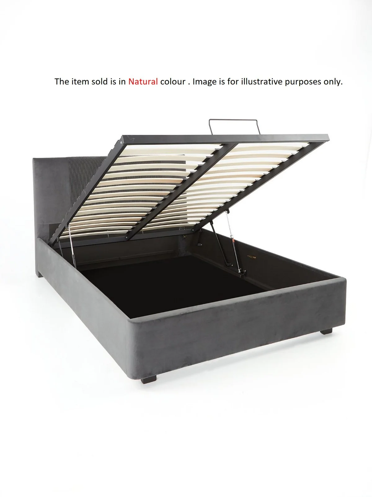 Serenity End Lift Up Storage Ottoman King Bed Natural Fabric Bedroom UK - Image 2
