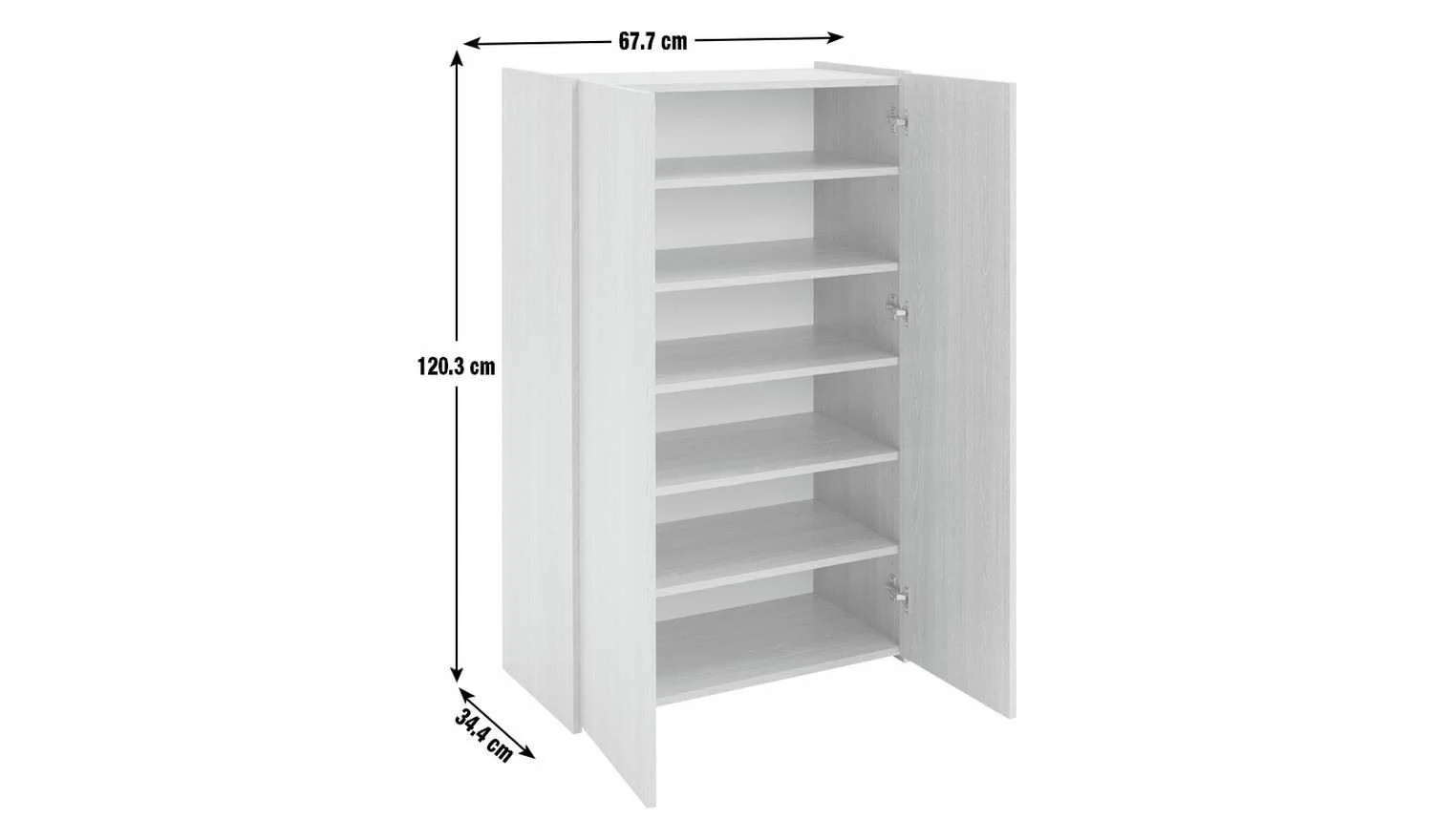 Seville 2 Door Shoe Storage Cabinet Grey Oak Organiser With Shelves - Image 8