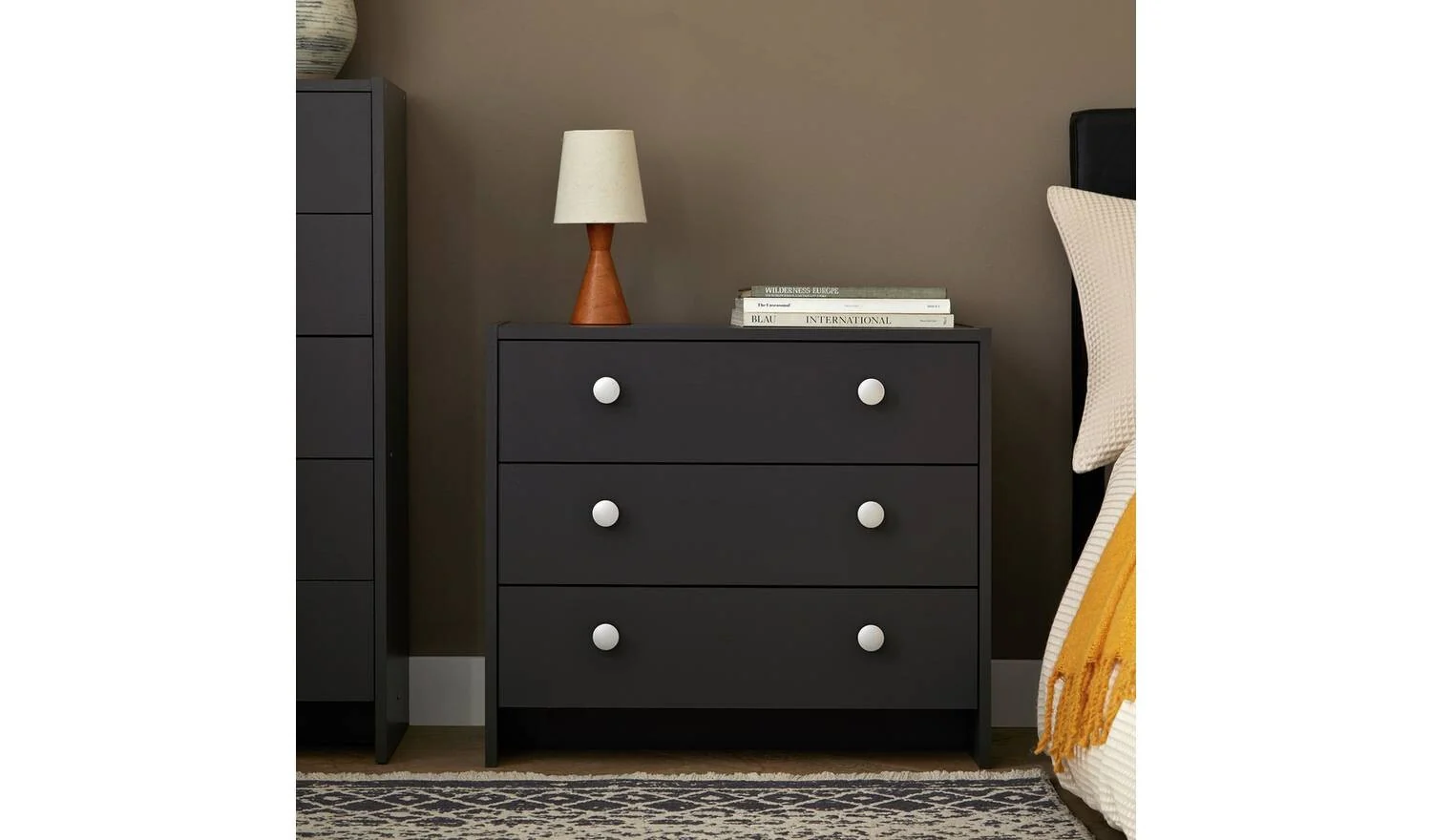 Seville 3 Drawer Chest Anthracite Storage Organiser Bedroom Furniture - Image 2