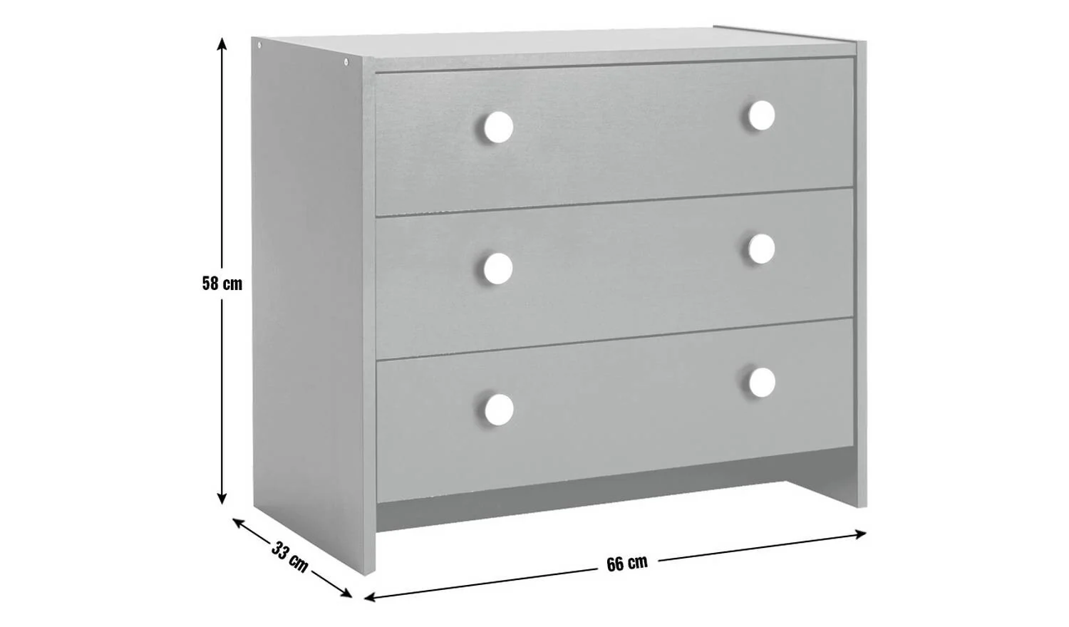 Seville 3 Drawer Chest Anthracite Storage Organiser Bedroom Furniture - Image 7