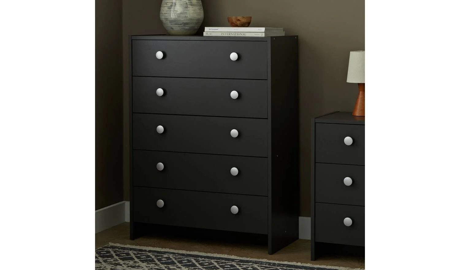 Seville 5 Drawer Chest Anthracite Storage Organiser Bedroom Furniture - Image 3
