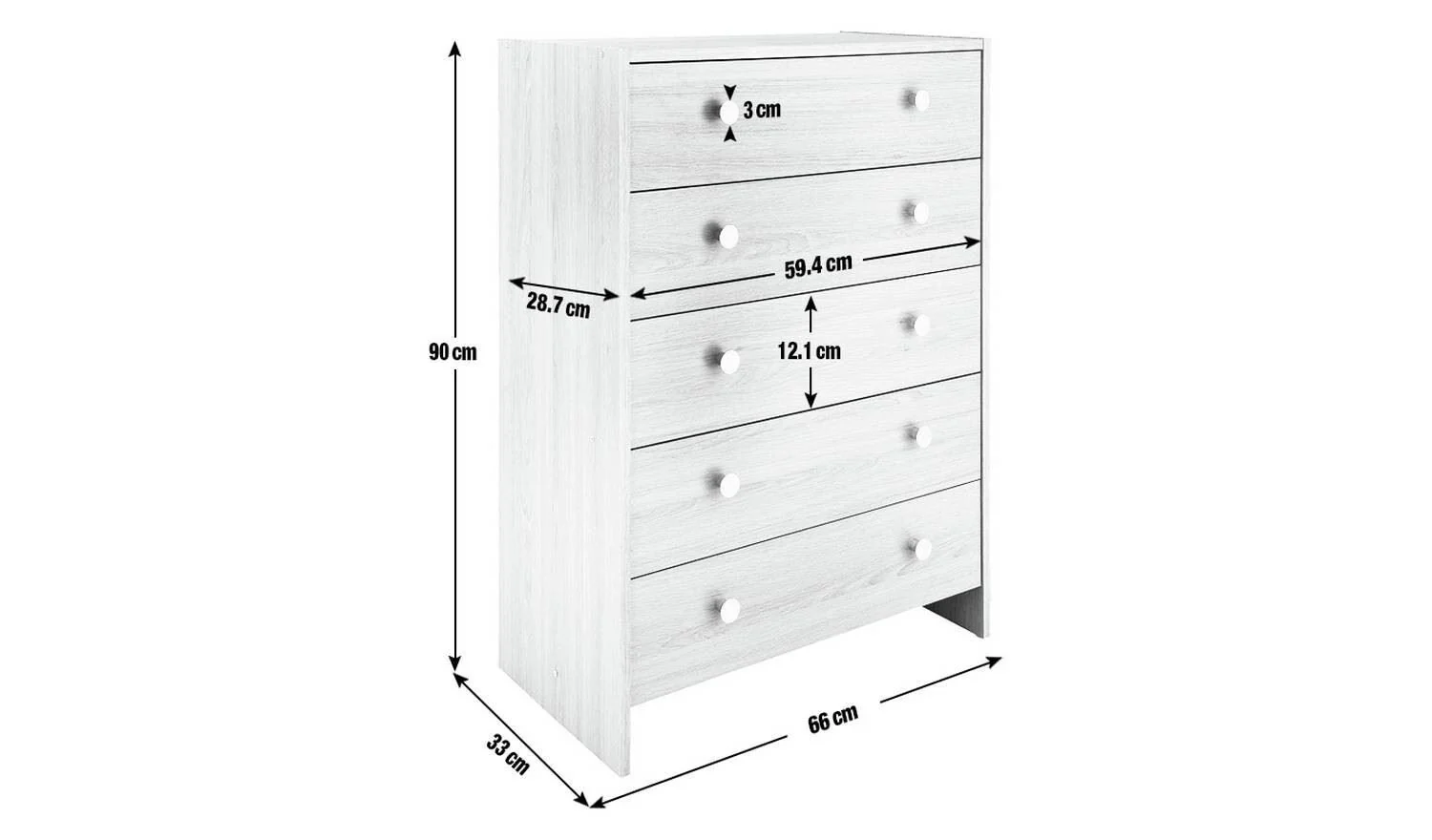 Seville 5 Drawer Chest Oak Effect For Bedroom Hallway Living Room Storage - Image 8