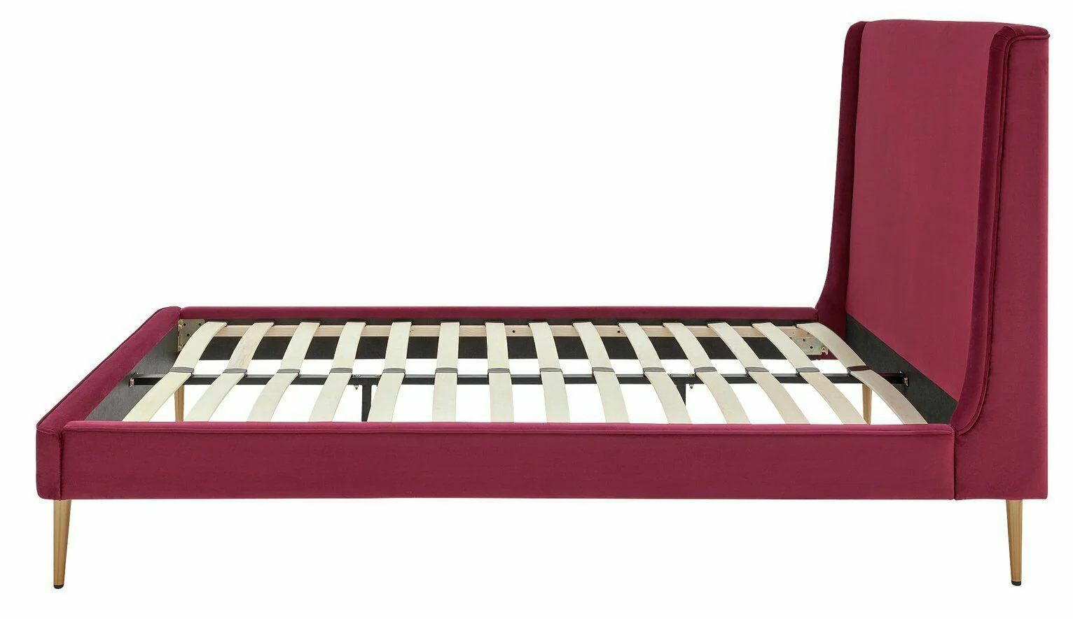 Shiraz Double Bed Frame Red Sturdy Upholstered Wooden Frame Bedroom Furniture - Image 2