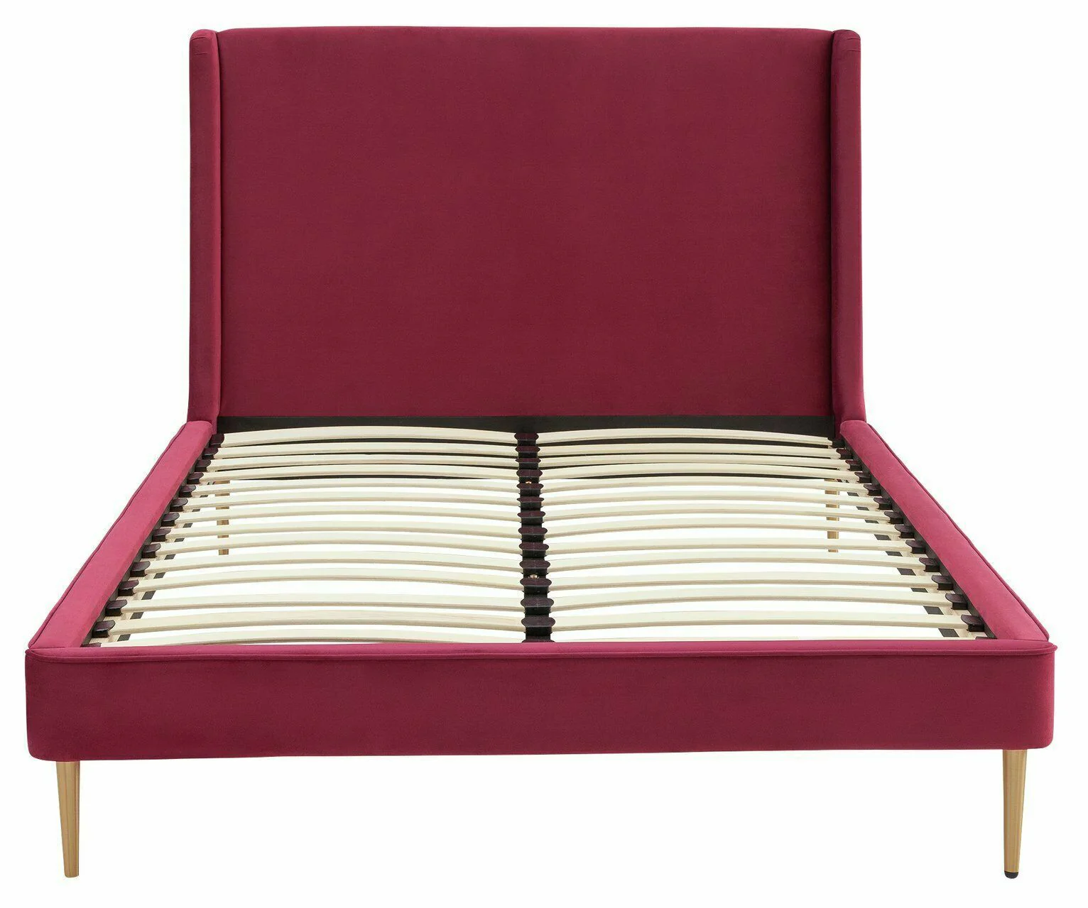 Shiraz Double Bed Frame Red Sturdy Upholstered Wooden Frame Bedroom Furniture - Image 3