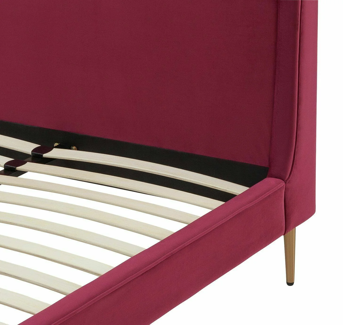 Shiraz Double Bed Frame Red Sturdy Upholstered Wooden Frame Bedroom Furniture - Image 4