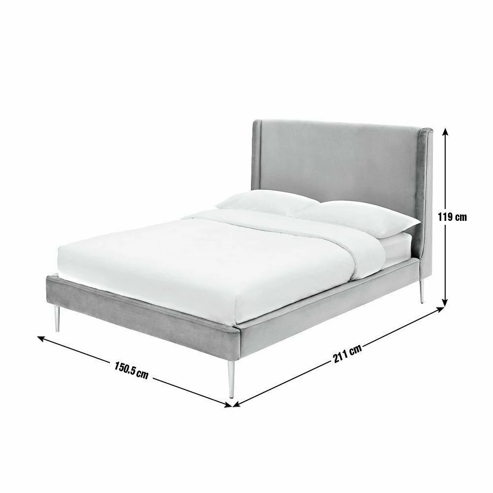 Shiraz Double Bed Frame Red Sturdy Upholstered Wooden Frame Bedroom Furniture - Image 8