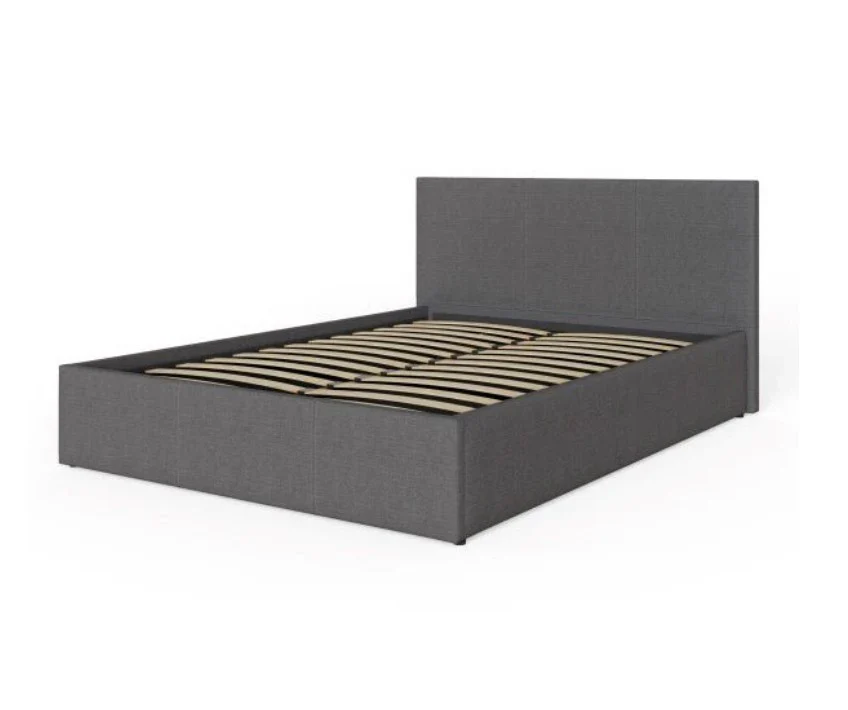 Side Lift Ottoman Bed Frame Small Double 4ft Grey Hopsack Fabric Storage - Image 4