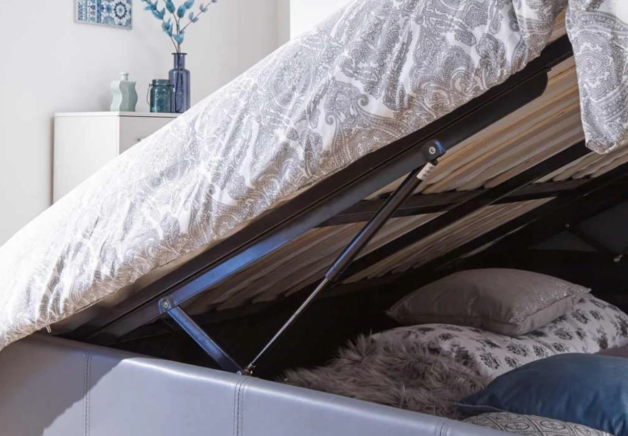 Side Lift Ottoman Small Double 120cm Grey Storage Bed Frame - Image 3