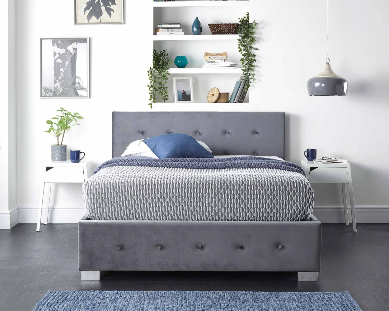 Side Opening Storage Ottoman 4ft6 Double Plush Velvet Steel (Grey) Bed & Bedroom - Image 2