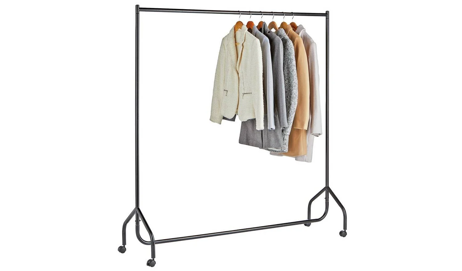 Single Heavy Duty Clothes Rail Black Freestanding Wardrobe Storage Garment - Image 3