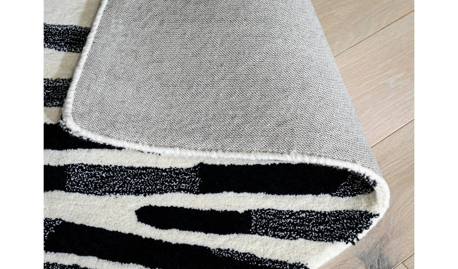 Skandi Brush Marks Black & White Cut Pile Rug Modern Scandinavian - Image 4