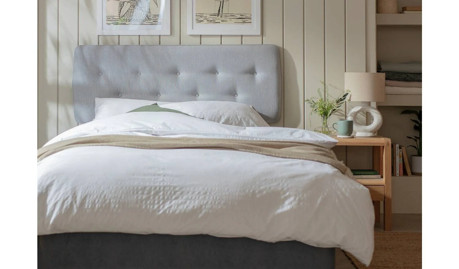 Skandi Double Headboard Light Grey Stylish Comfortable Bedroom Decor - Image 3