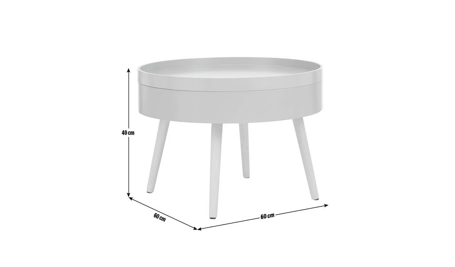 Skandi Round Coffee Table Grey Scandinavian Design Storage - Image 2