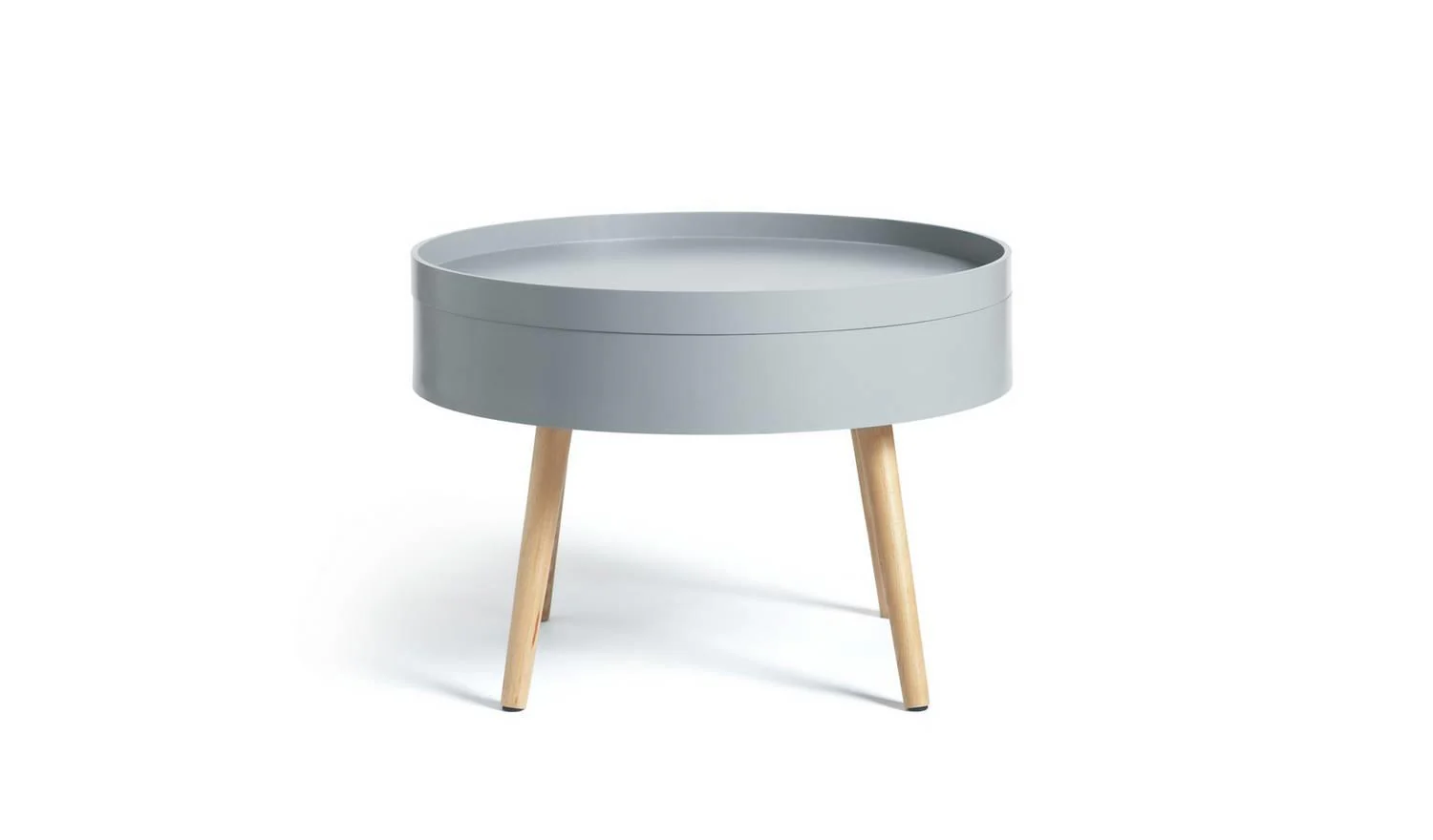Skandi Round Coffee Table Grey Scandinavian Design Storage - Image 4
