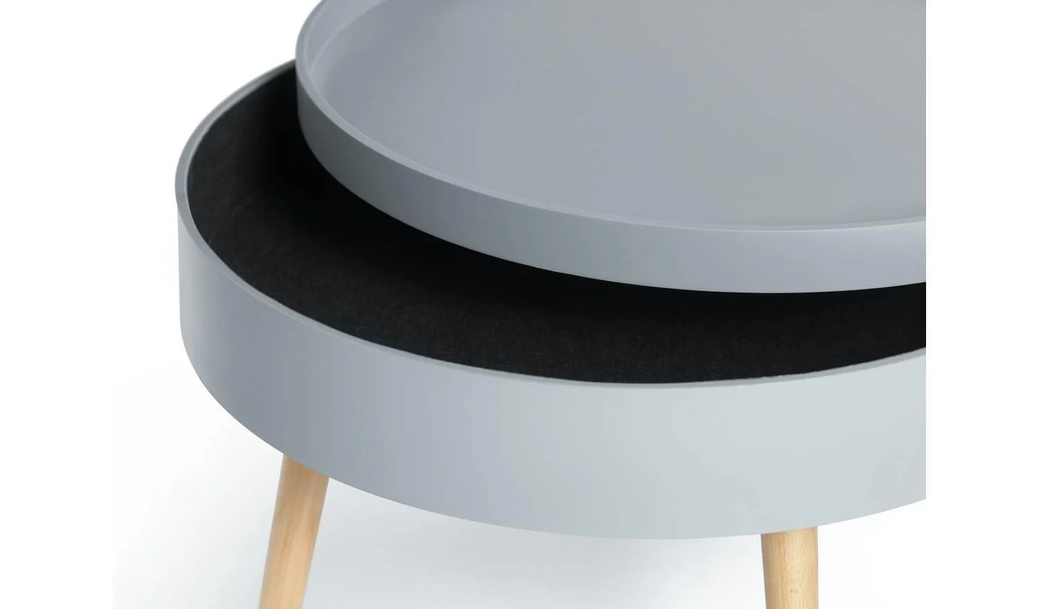 Skandi Round Coffee Table Grey Scandinavian Design Storage - Image 5