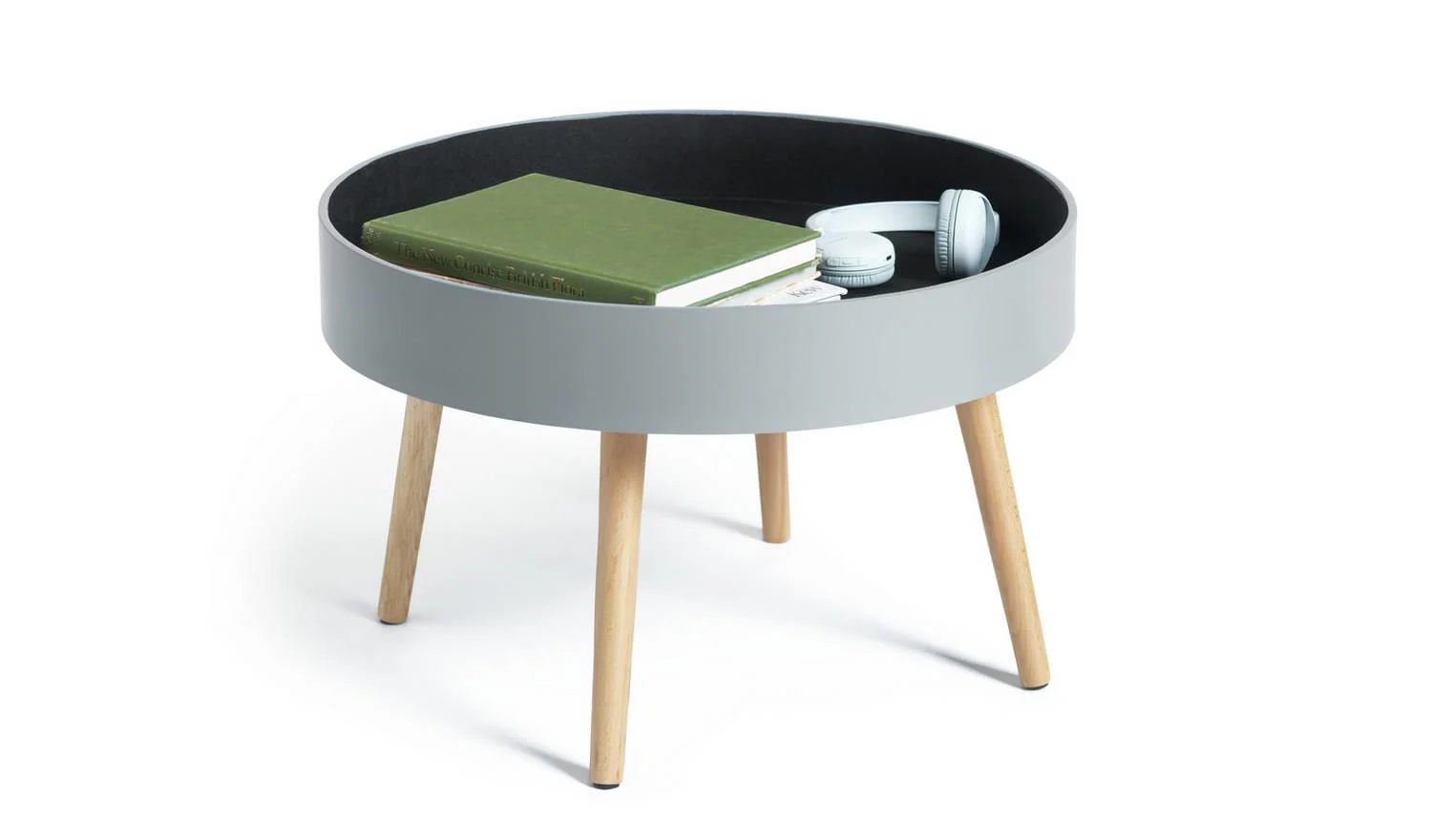 Skandi Round Coffee Table Grey Scandinavian Design Storage - Image 8