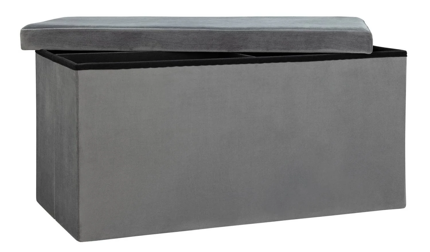 Smooth Velvet Ottoman Grey Storage Footstool Living Room Furniture - Image 4
