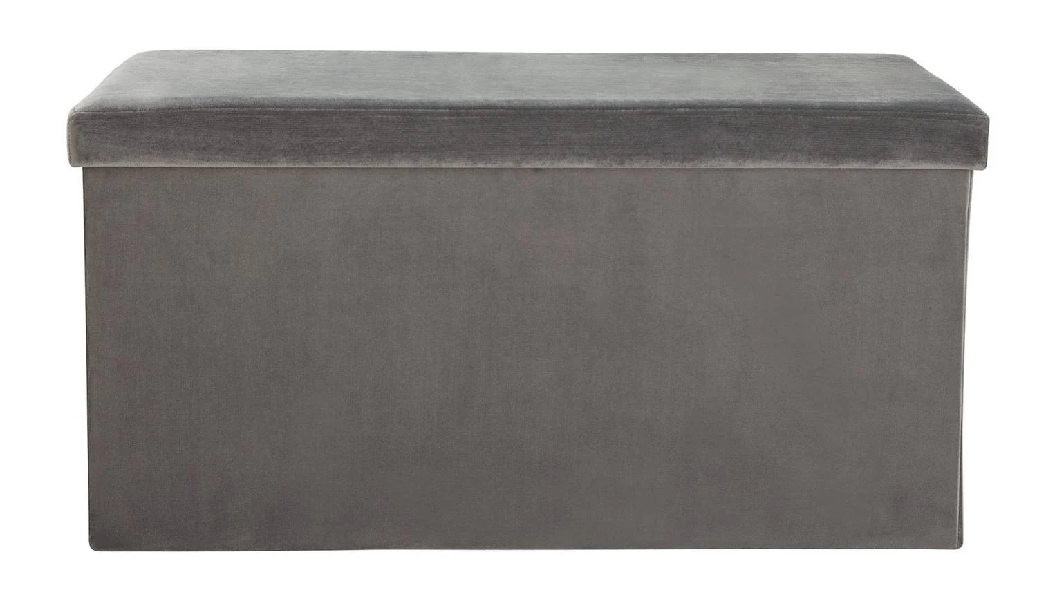 Smooth Velvet Ottoman Grey Storage Footstool Living Room Furniture - Image 5