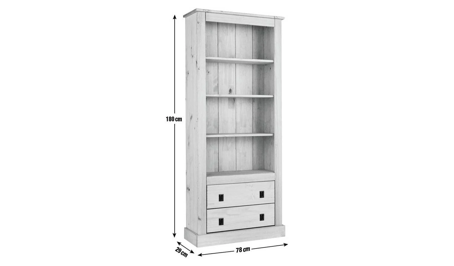 Solid Pine 2 Drawer Bookcase - Image 2