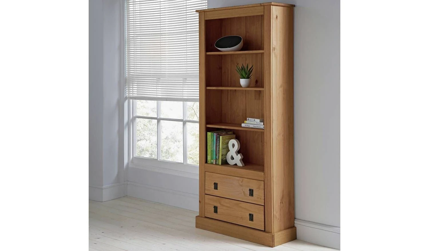 Solid Pine 2 Drawer Bookcase - Image 3