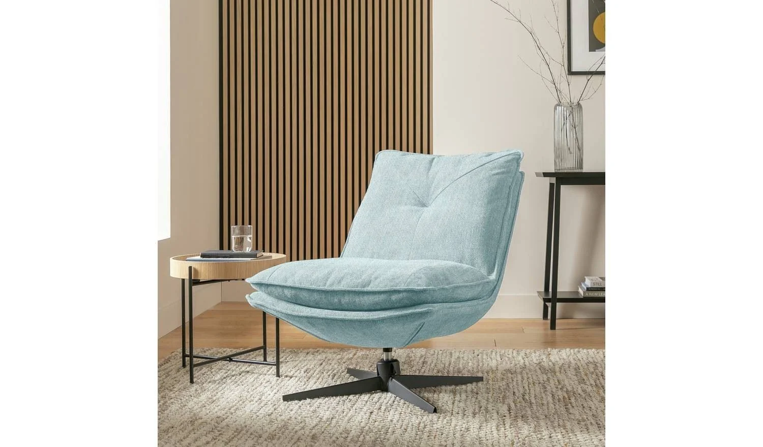 Soloman Fabric Swivel Chair - Blue - Image 3
