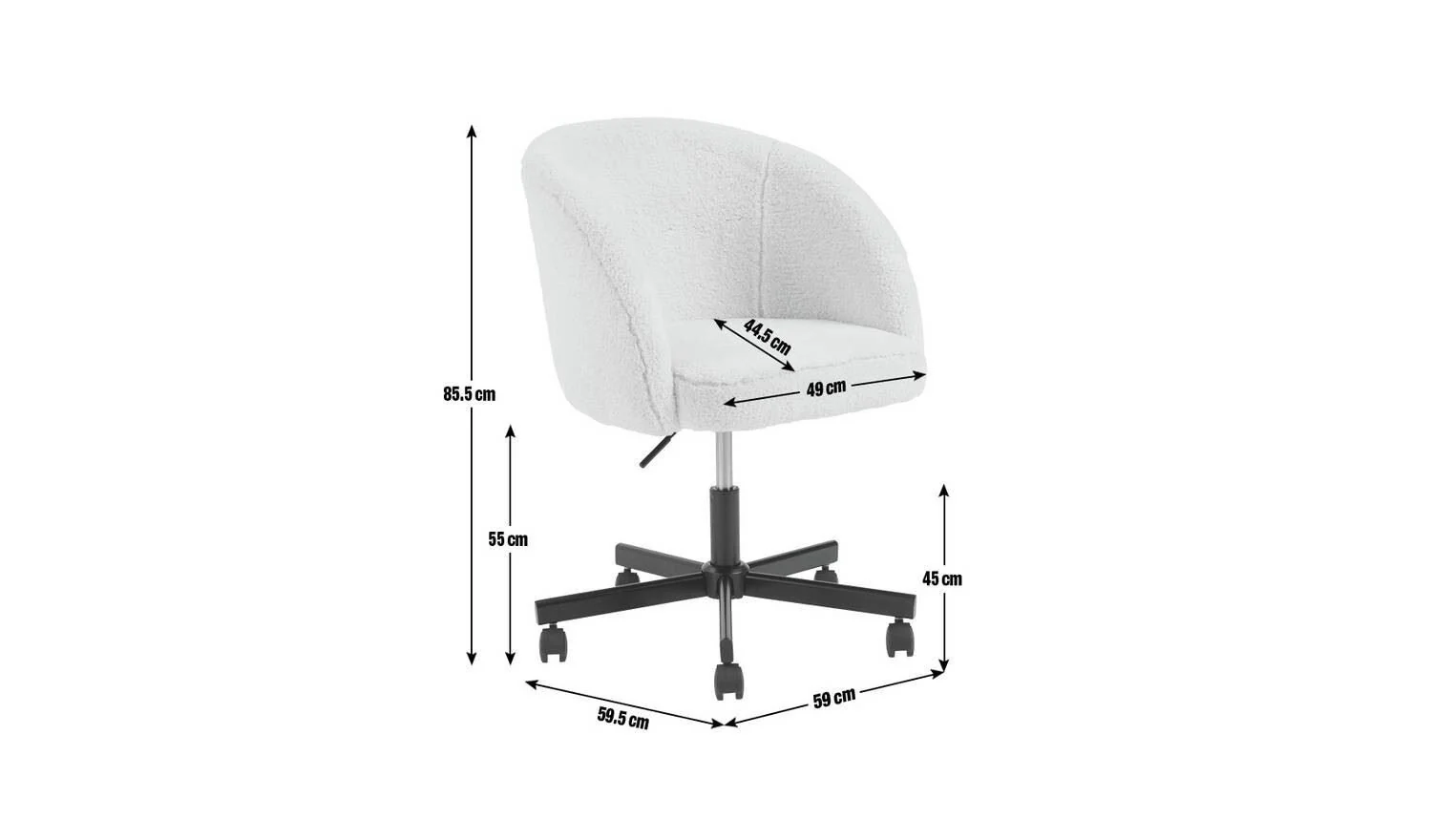 Sonny Fabric Office Chair Black & White Stylish Seating for Home Office - Image 7