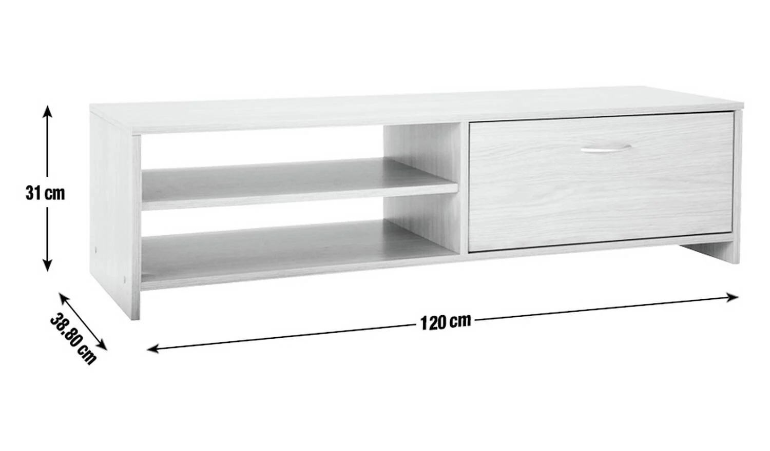 Squares 1 Drawer TV Unit Oak Effect For Living Room Modern Design - Image 3