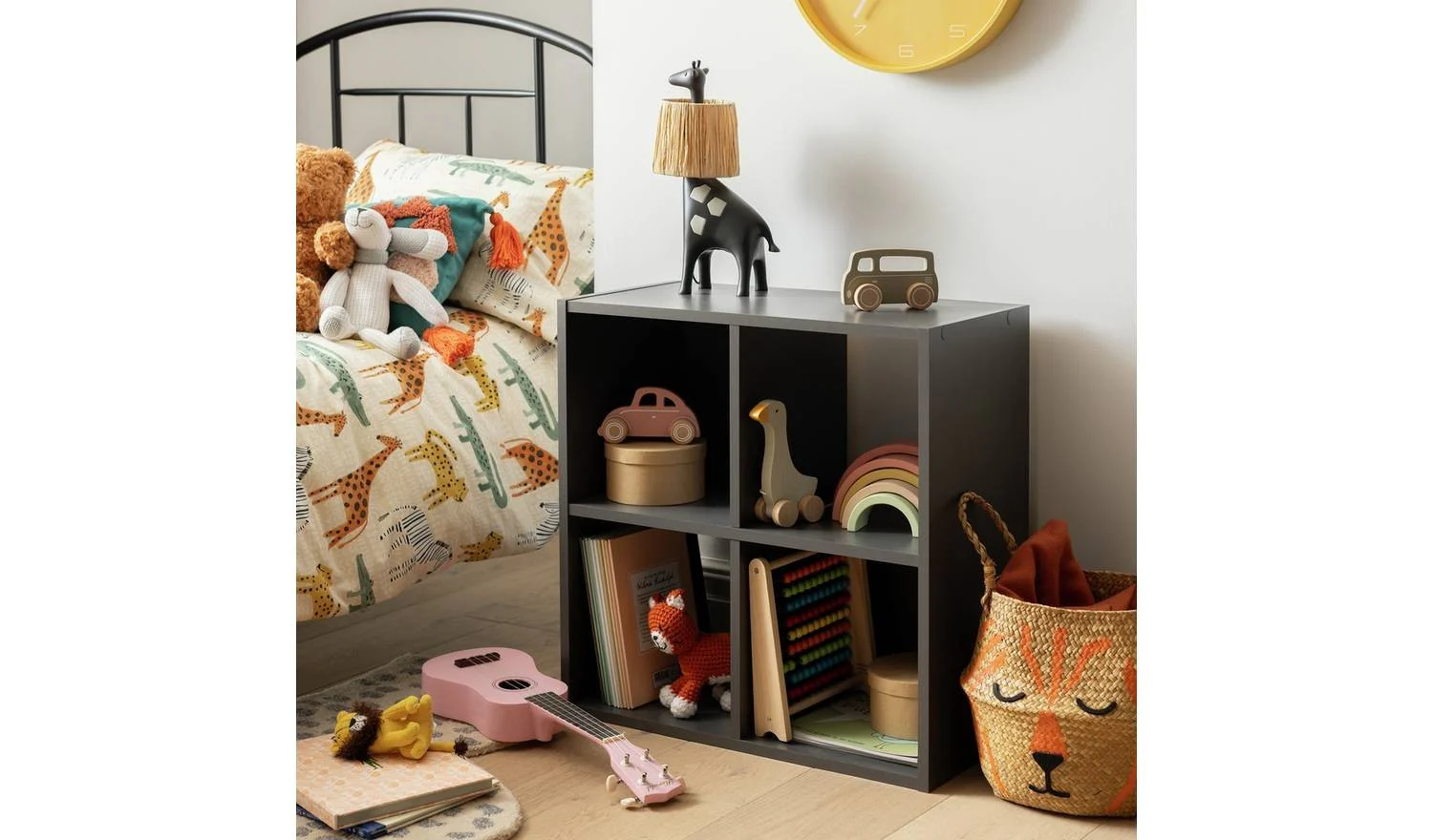 Squares 4 Cube Storage Unit Dark Grey Modular Organiser Shelf Furniture - Image 3