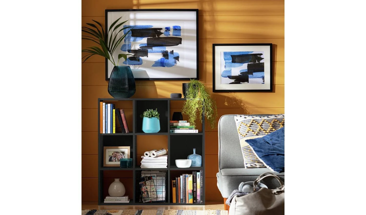 Squares 9 Cube Storage Unit Black For Living Room Bedroom - Image 8