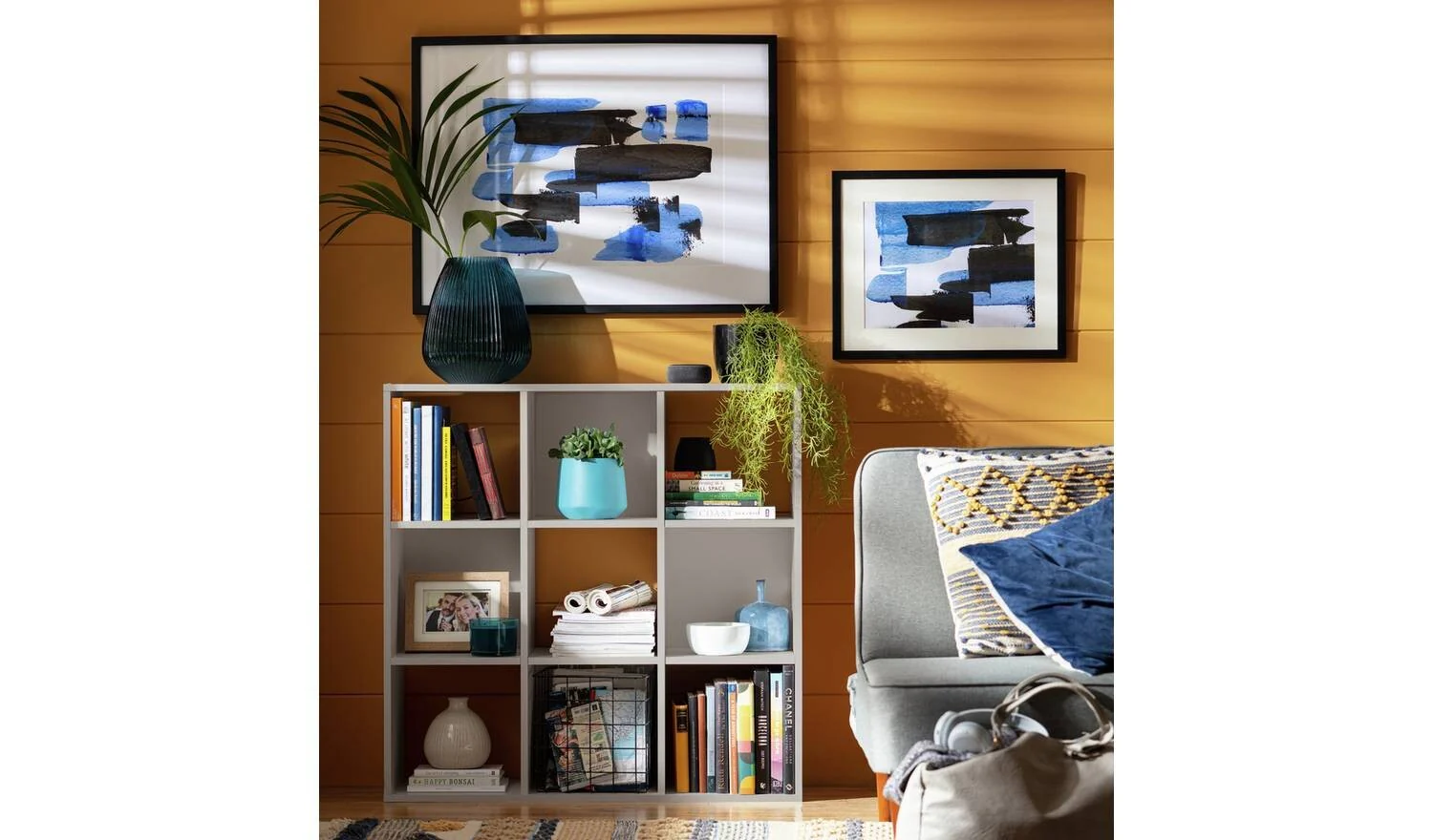 Squares 9 Cube Storage Unit Grey Modular Organiser Shelf Furniture - Image 3