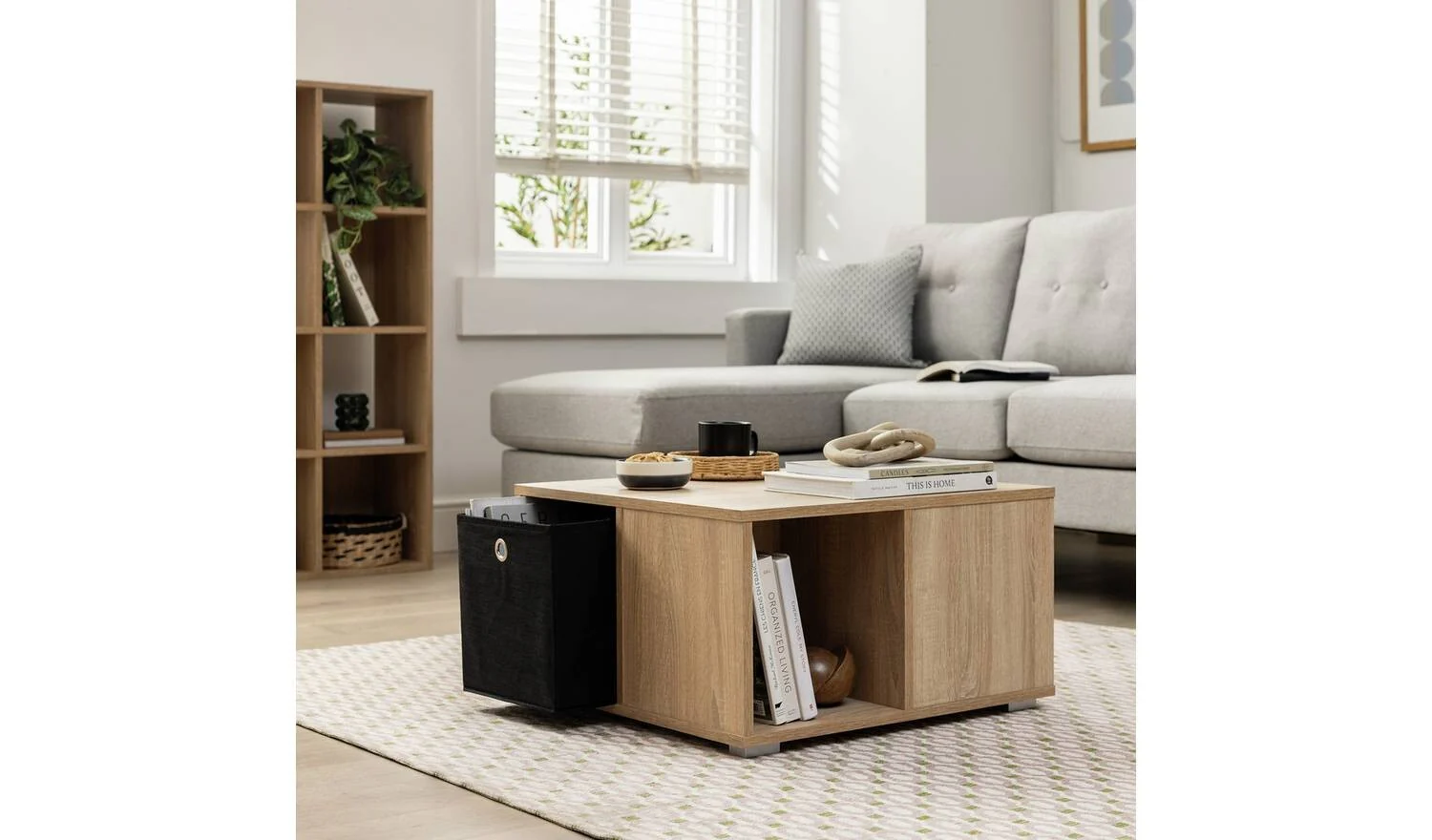 Squares Coffee Table Natural Modern Living Room Furniture Storage Organiser - Image 4