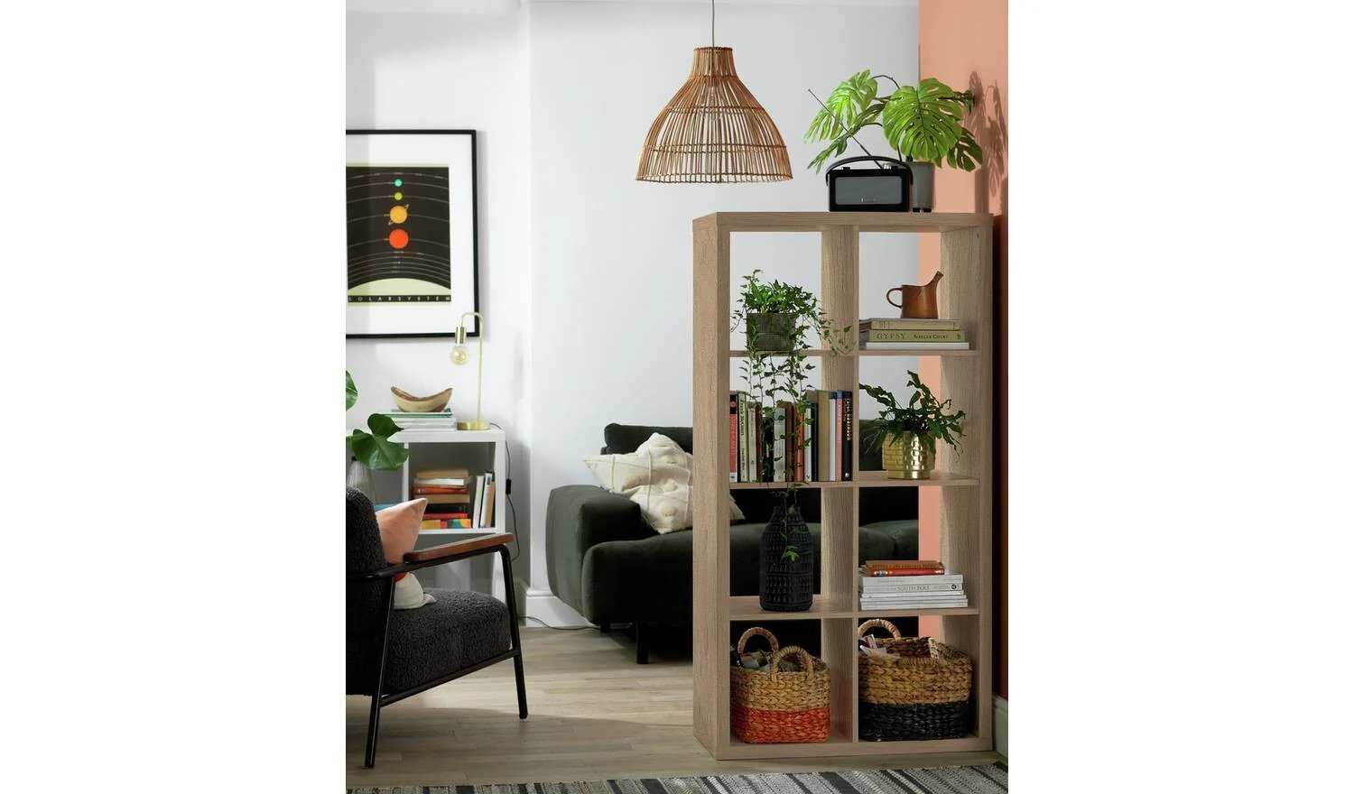 Squares Plus 8 Cube Storage Unit Dark Oak For Living Room Bedroom - Image 2