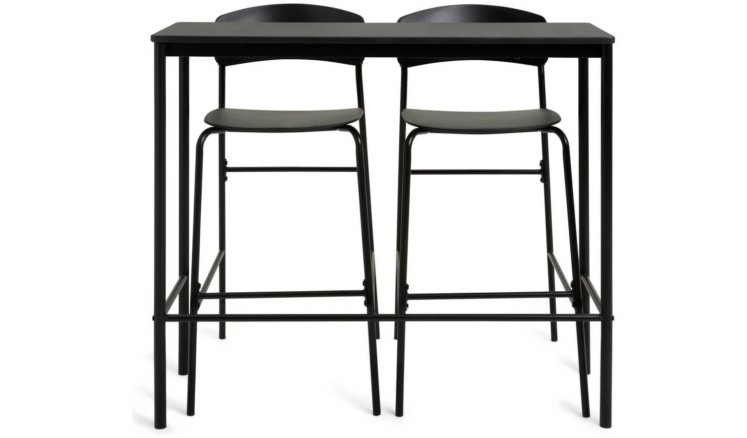 Stella Black Bar Table & 2 Black Stools Compact Space Saving - Image 7