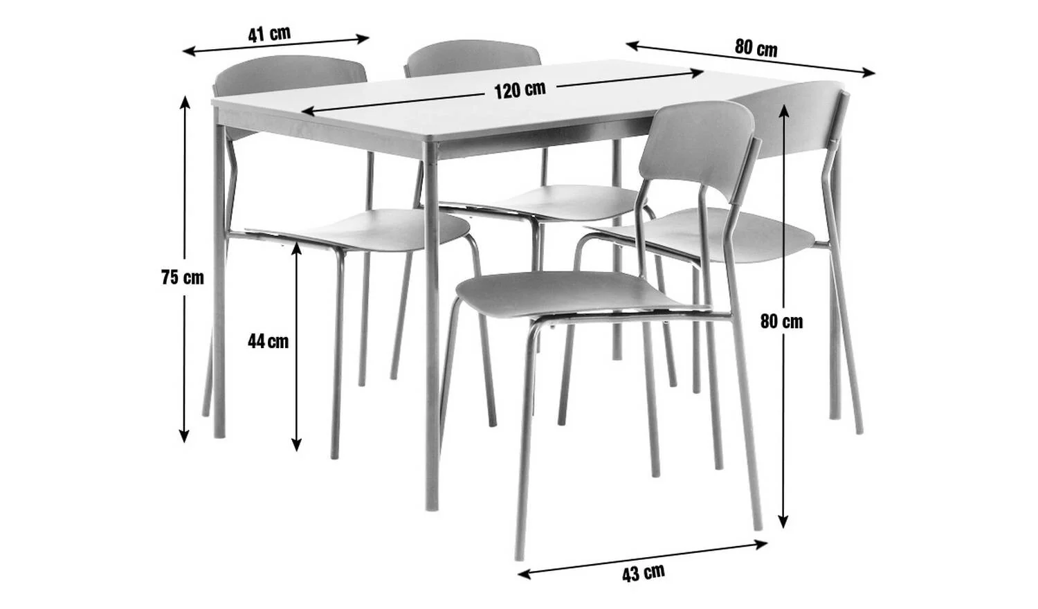 Stella Wood Effect Dining Table & 4 Black Chairs Kitchen Furniture Set - Image 2