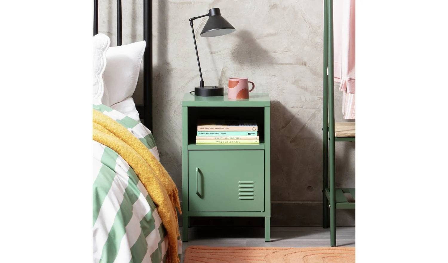Stevie 1 Door Bedside Table - Green - Image 3