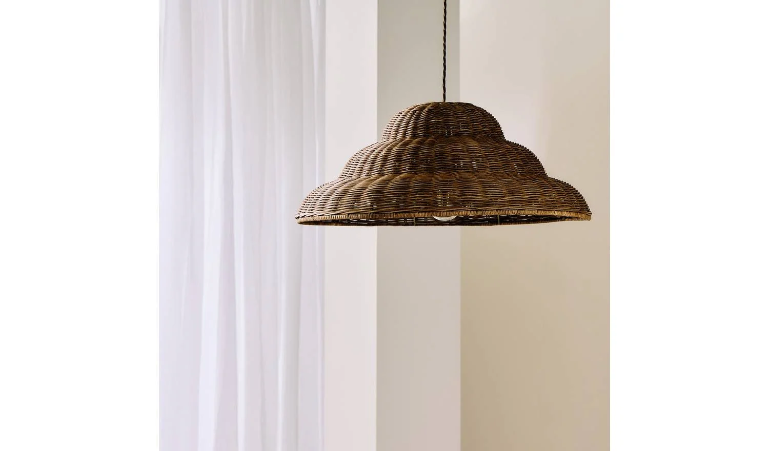 Structured Rattan Natural Easy Fit Lampshade 50cm Modern Boho Lighting - Image 2