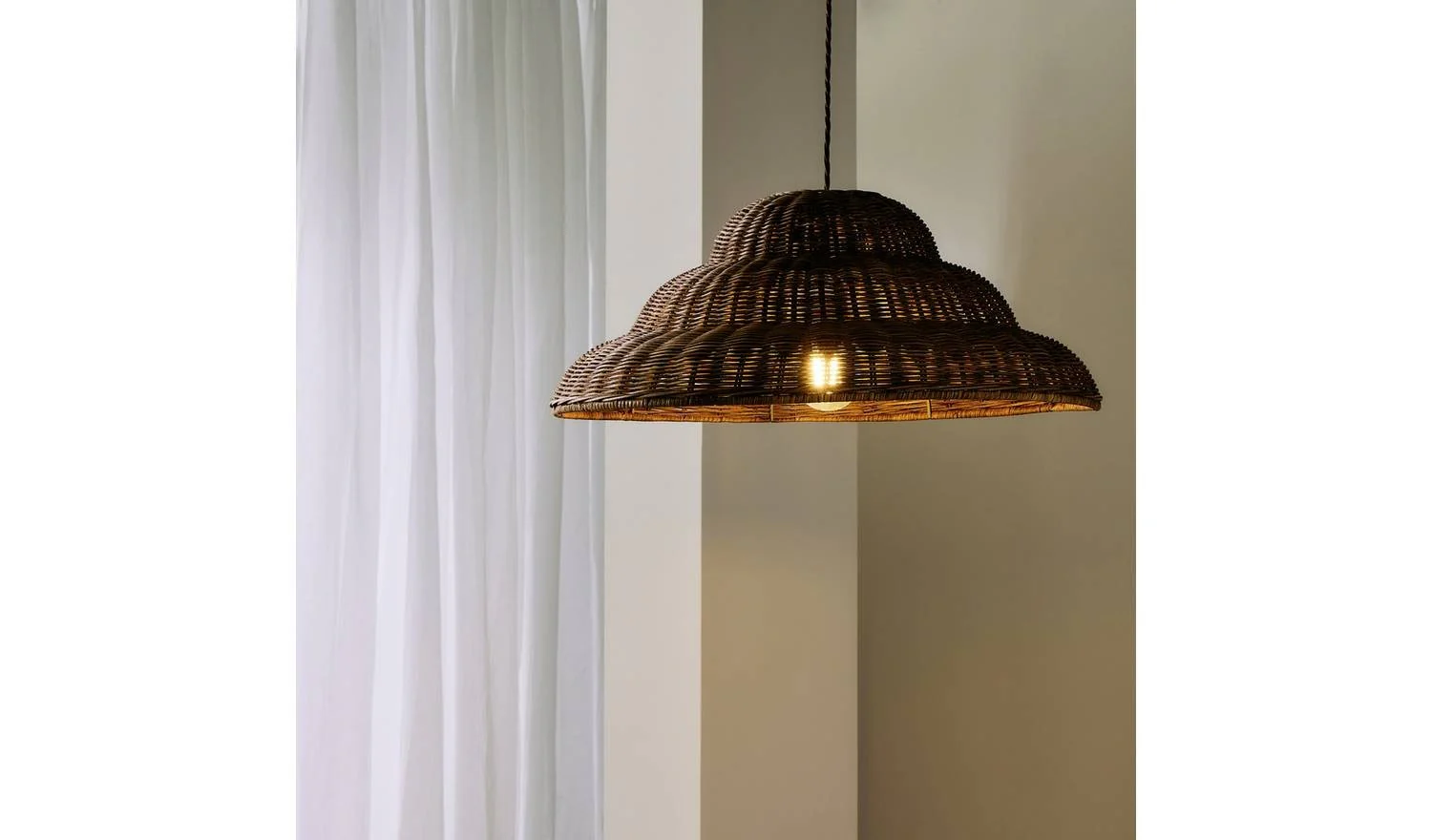 Structured Rattan Natural Easy Fit Lampshade 50cm Modern Boho Lighting - Image 3