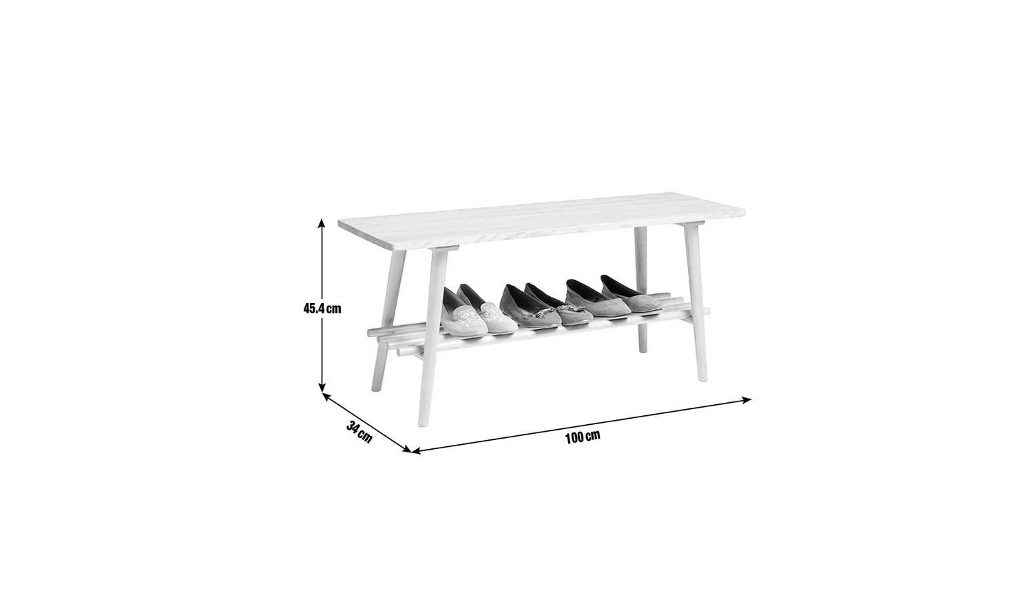 Swen 1 Shelf Shoe Bench Oak Hallway Entryway Furniture Organiser - Image 2