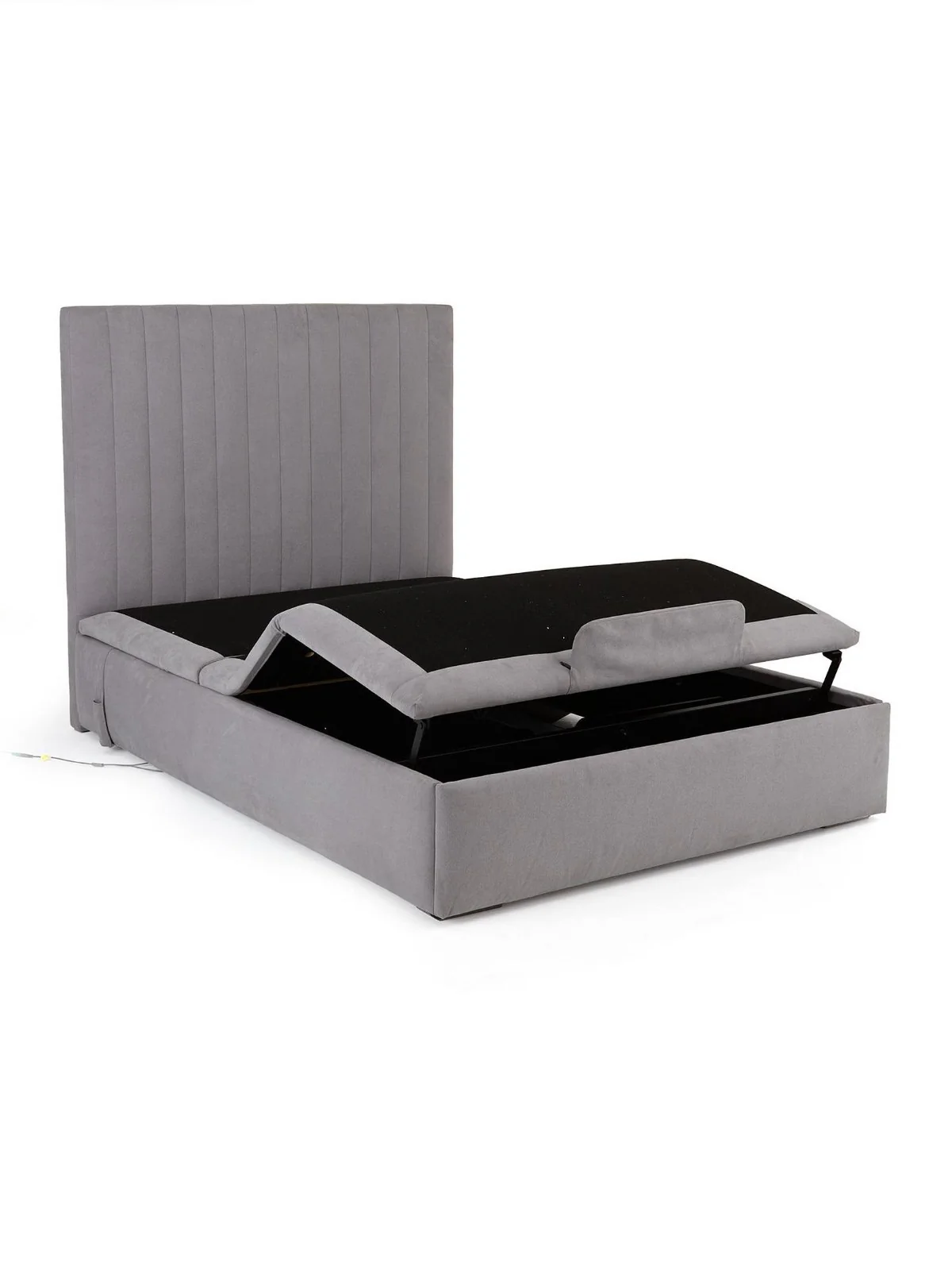 Talia Remote Controlled Adjustable Massage Bed Double Grey Fabric Upholstered - Image 4