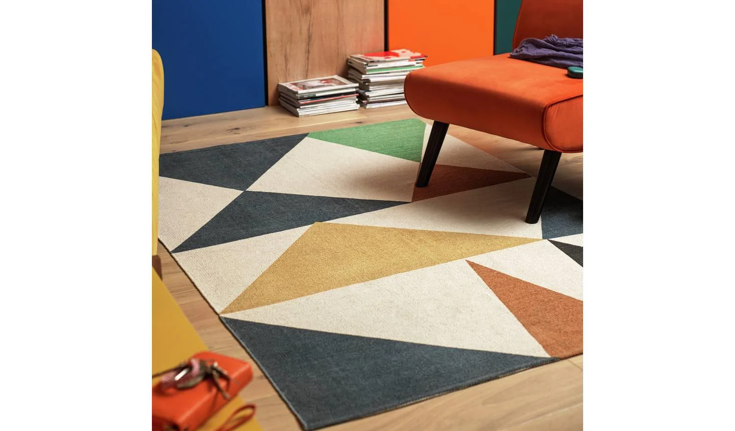 Tate Geometric Cotton Flatweave Rug 140x200cm Patterned Living Room - Image 2