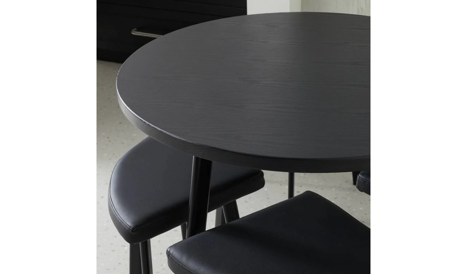 Tayla Black Dining Table & 4 Black Stools Modern Kitchen Furniture Set - Image 4