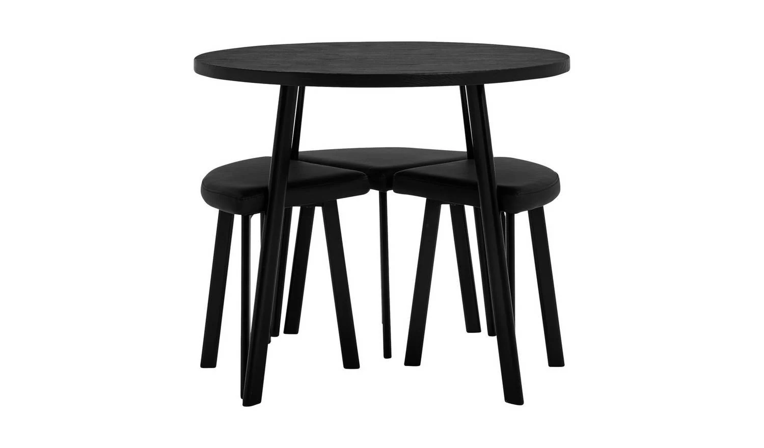 Tayla Black Dining Table & 4 Black Stools Modern Kitchen Furniture Set - Image 5