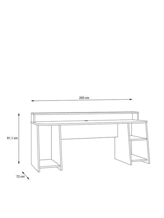 Tezaur Gaming Desk LED Lights Black Stylish Workspace Solution PC Shelf Monitor - Image 6