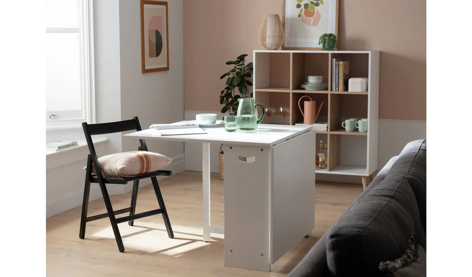 Toby Folding 4 - 6 Seater Dining Table White Compact Extending Design - Image 3
