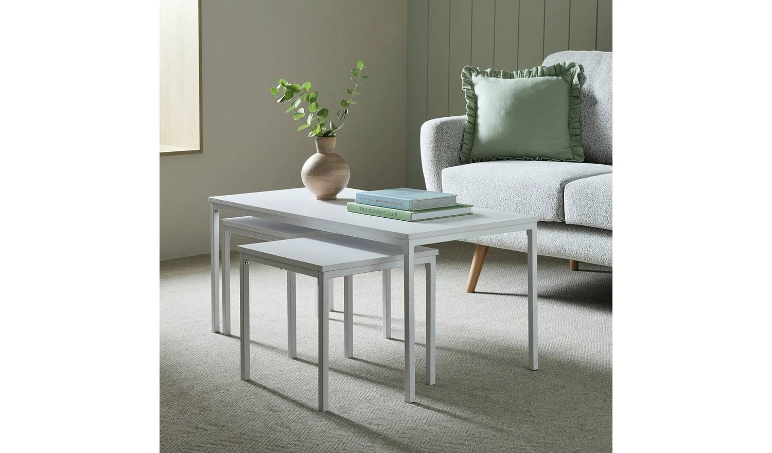 Toby Nest of 3 Coffee Tables White For Small Living Rooms Compact - Image 3